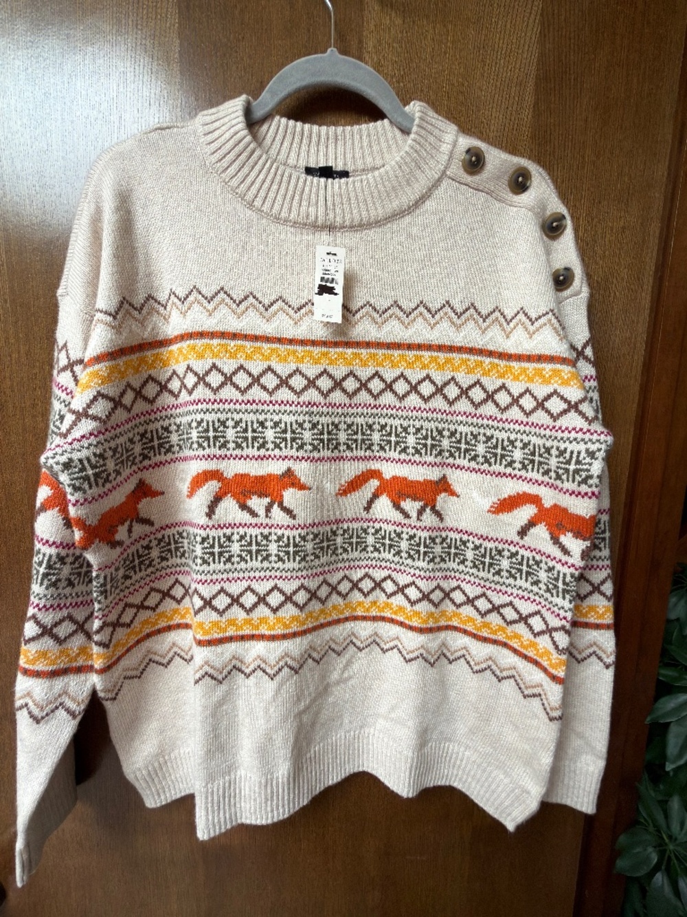 $99.50 Talbots L Fox print sweater